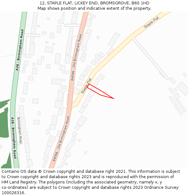 12, STAPLE FLAT, LICKEY END, BROMSGROVE, B60 1HD: Location map and indicative extent of plot