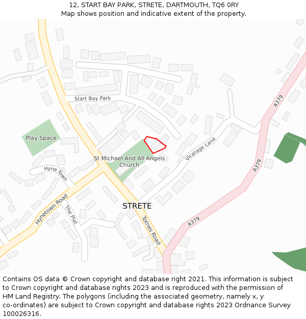 12, START BAY PARK, STRETE, DARTMOUTH, TQ6 0RY: Location map and indicative extent of plot
