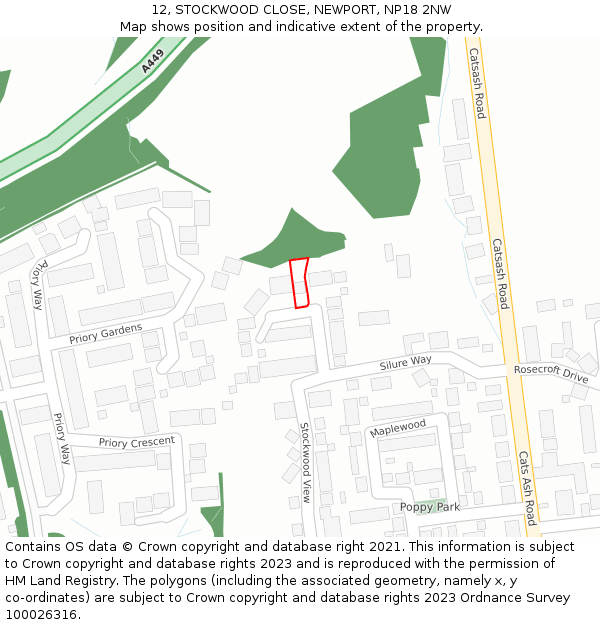 12, STOCKWOOD CLOSE, NEWPORT, NP18 2NW: Location map and indicative extent of plot