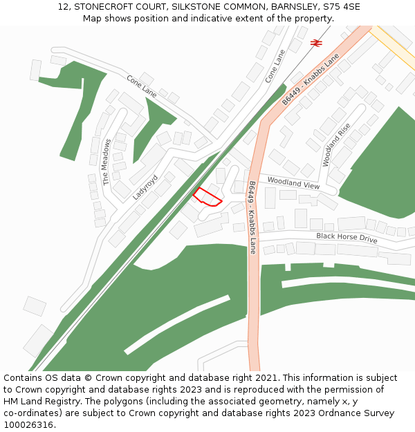 12, STONECROFT COURT, SILKSTONE COMMON, BARNSLEY, S75 4SE: Location map and indicative extent of plot