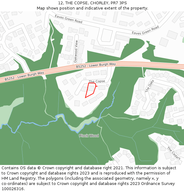 12, THE COPSE, CHORLEY, PR7 3PS: Location map and indicative extent of plot