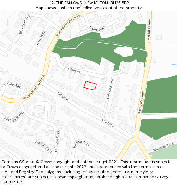 12, THE FALLOWS, NEW MILTON, BH25 5RP: Location map and indicative extent of plot