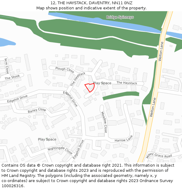 12, THE HAYSTACK, DAVENTRY, NN11 0NZ: Location map and indicative extent of plot