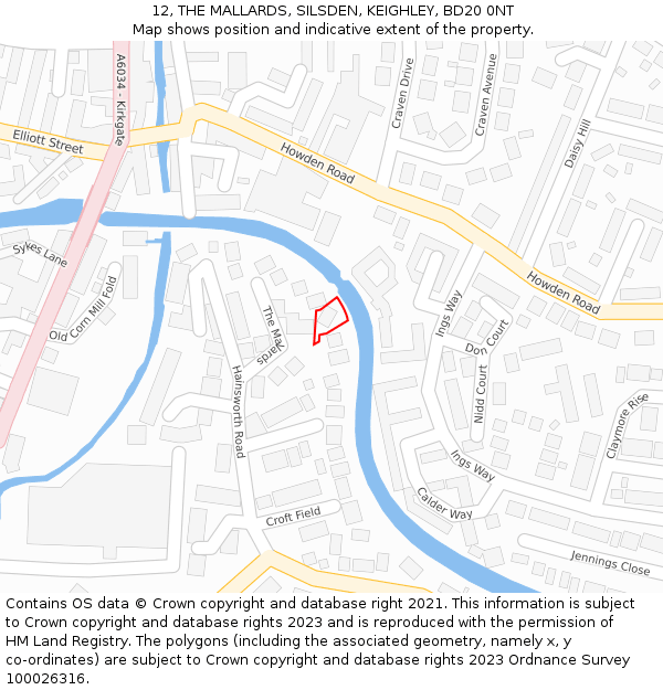 12, THE MALLARDS, SILSDEN, KEIGHLEY, BD20 0NT: Location map and indicative extent of plot