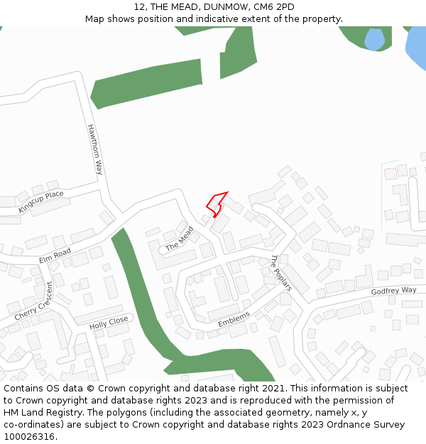 12, THE MEAD, DUNMOW, CM6 2PD: Location map and indicative extent of plot