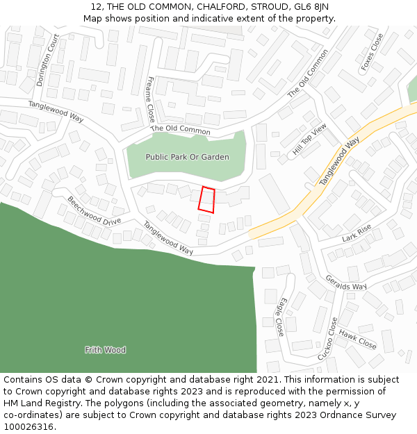 12, THE OLD COMMON, CHALFORD, STROUD, GL6 8JN: Location map and indicative extent of plot