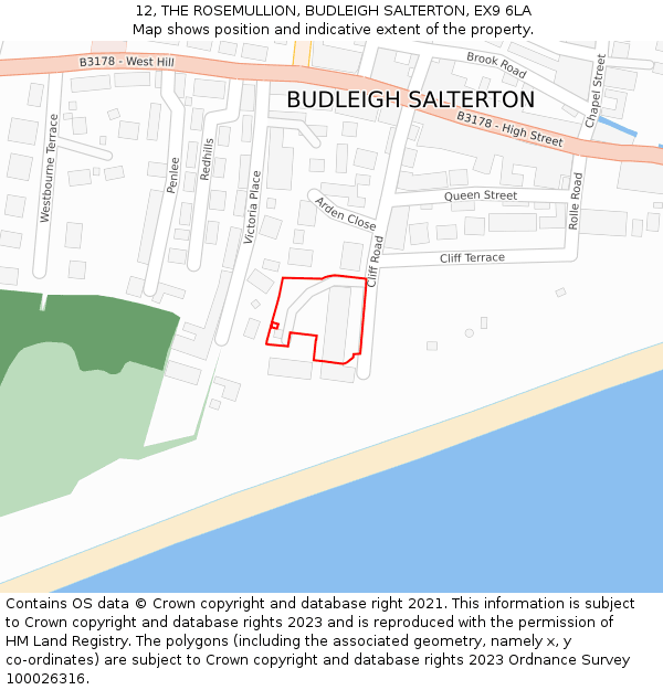 12, THE ROSEMULLION, BUDLEIGH SALTERTON, EX9 6LA: Location map and indicative extent of plot