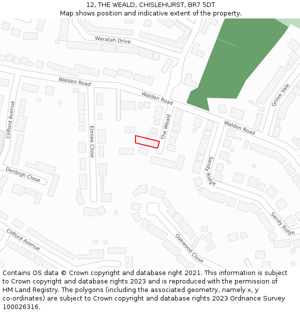 12, THE WEALD, CHISLEHURST, BR7 5DT: Location map and indicative extent of plot