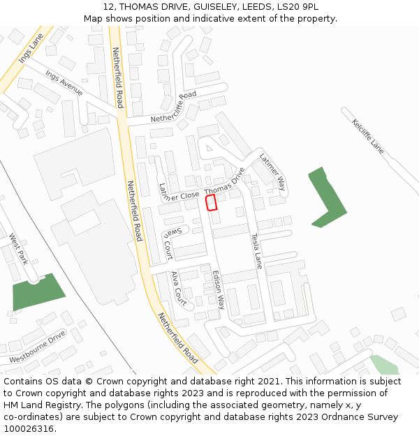 12, THOMAS DRIVE, GUISELEY, LEEDS, LS20 9PL: Location map and indicative extent of plot