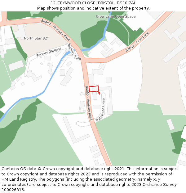 12, TRYMWOOD CLOSE, BRISTOL, BS10 7AL: Location map and indicative extent of plot
