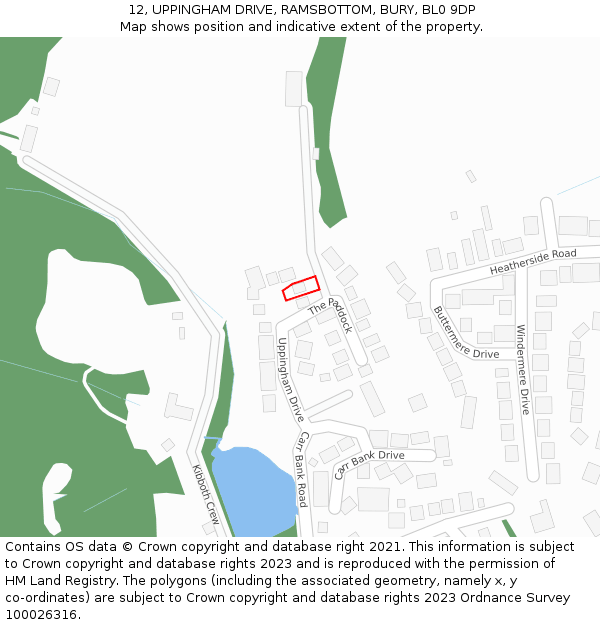 12, UPPINGHAM DRIVE, RAMSBOTTOM, BURY, BL0 9DP: Location map and indicative extent of plot