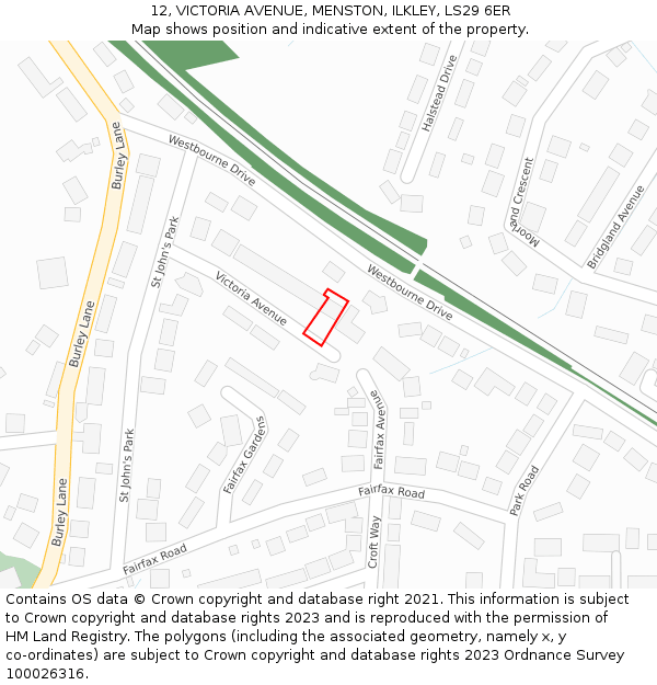 12, VICTORIA AVENUE, MENSTON, ILKLEY, LS29 6ER: Location map and indicative extent of plot
