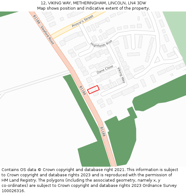 12, VIKING WAY, METHERINGHAM, LINCOLN, LN4 3DW: Location map and indicative extent of plot