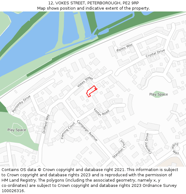 12, VOKES STREET, PETERBOROUGH, PE2 9RP: Location map and indicative extent of plot