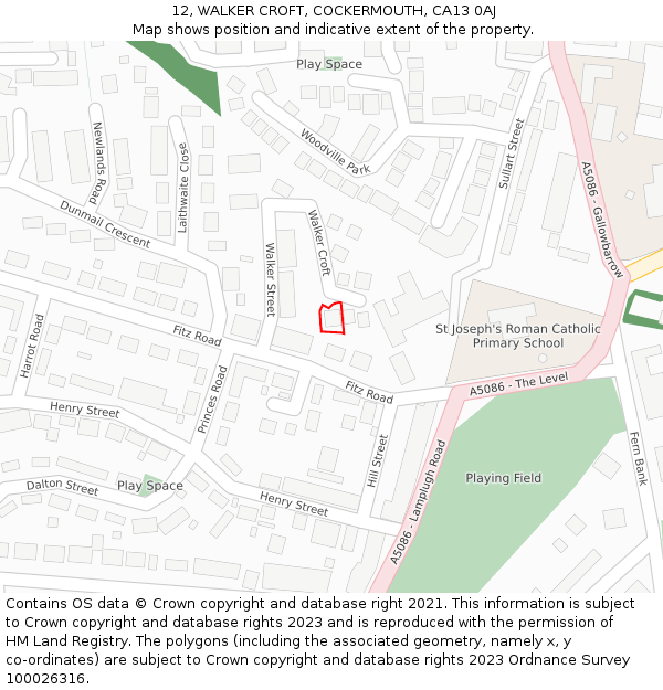 12, WALKER CROFT, COCKERMOUTH, CA13 0AJ: Location map and indicative extent of plot