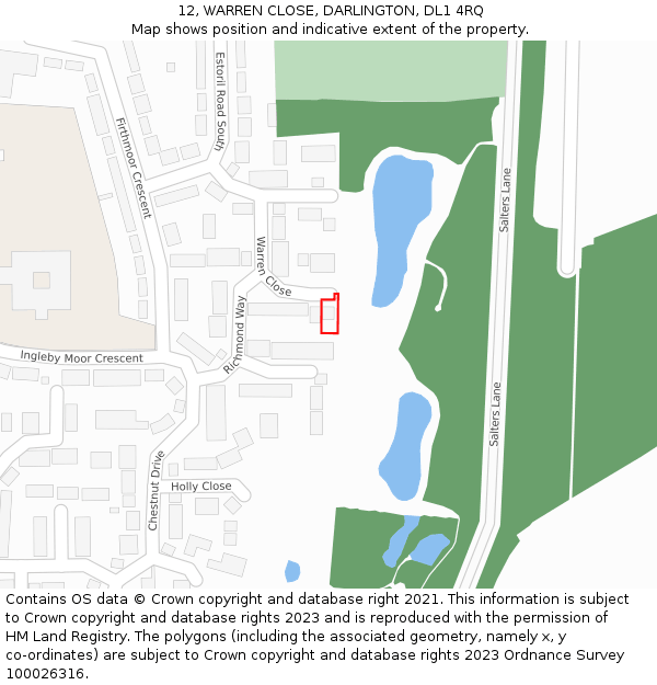 12, WARREN CLOSE, DARLINGTON, DL1 4RQ: Location map and indicative extent of plot