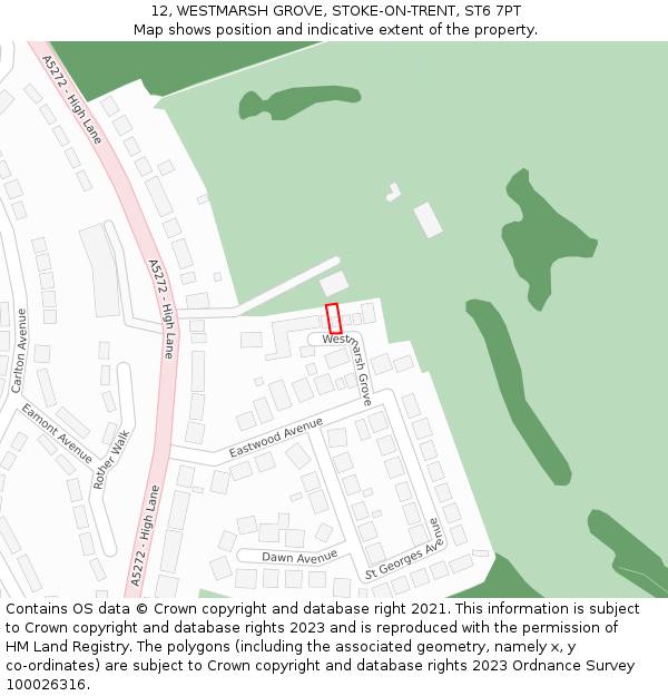 12, WESTMARSH GROVE, STOKE-ON-TRENT, ST6 7PT: Location map and indicative extent of plot