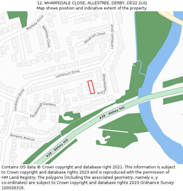 12, WHARFEDALE CLOSE, ALLESTREE, DERBY, DE22 2UQ: Location map and indicative extent of plot