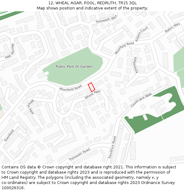 12, WHEAL AGAR, POOL, REDRUTH, TR15 3QL: Location map and indicative extent of plot