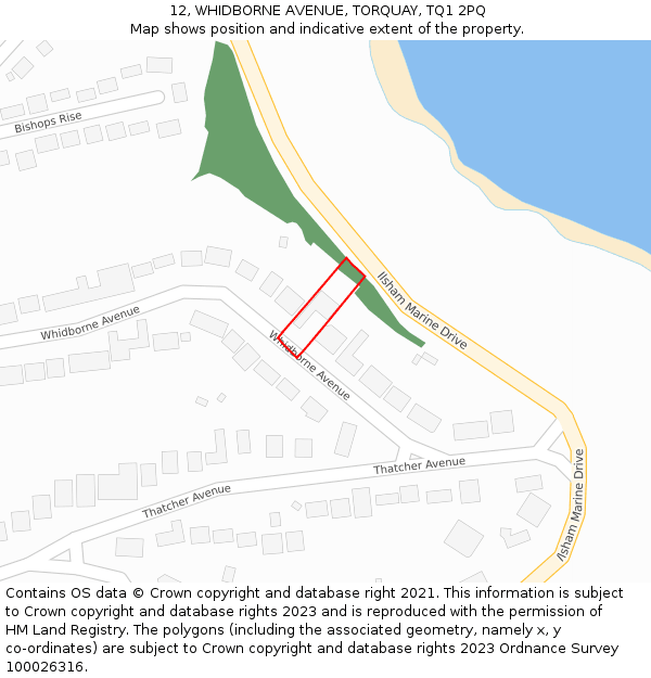 12, WHIDBORNE AVENUE, TORQUAY, TQ1 2PQ: Location map and indicative extent of plot