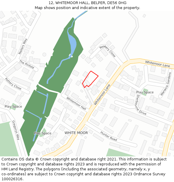 12, WHITEMOOR HALL, BELPER, DE56 0HG: Location map and indicative extent of plot