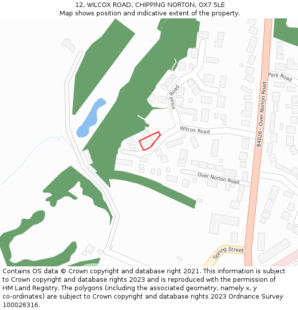 12, WILCOX ROAD, CHIPPING NORTON, OX7 5LE: Location map and indicative extent of plot
