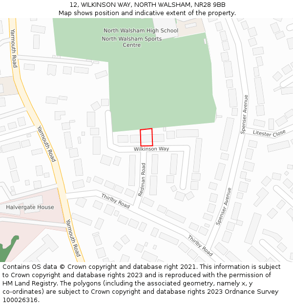 12, WILKINSON WAY, NORTH WALSHAM, NR28 9BB: Location map and indicative extent of plot