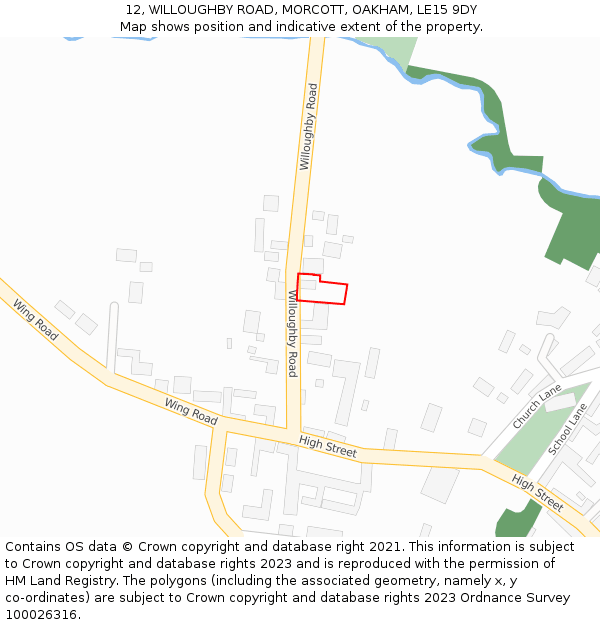 12, WILLOUGHBY ROAD, MORCOTT, OAKHAM, LE15 9DY: Location map and indicative extent of plot