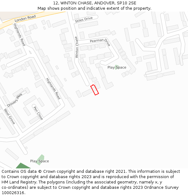12, WINTON CHASE, ANDOVER, SP10 2SE: Location map and indicative extent of plot