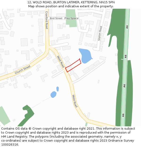 12, WOLD ROAD, BURTON LATIMER, KETTERING, NN15 5PN: Location map and indicative extent of plot