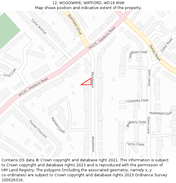 12, WOODWAYE, WATFORD, WD19 4NW: Location map and indicative extent of plot