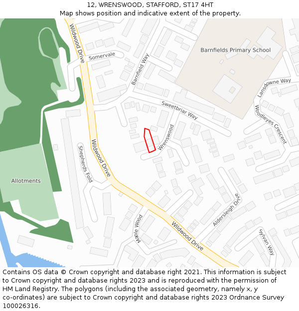 12, WRENSWOOD, STAFFORD, ST17 4HT: Location map and indicative extent of plot