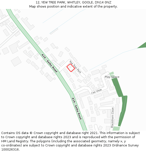 12, YEW TREE PARK, WHITLEY, GOOLE, DN14 0NZ: Location map and indicative extent of plot