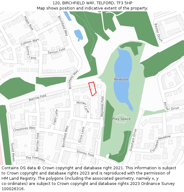120, BIRCHFIELD WAY, TELFORD, TF3 5HP: Location map and indicative extent of plot