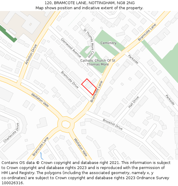 120, BRAMCOTE LANE, NOTTINGHAM, NG8 2NG: Location map and indicative extent of plot