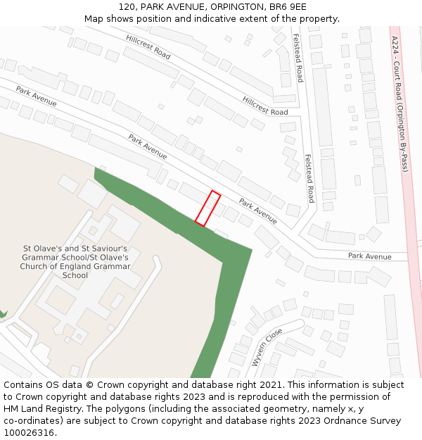 120, PARK AVENUE, ORPINGTON, BR6 9EE: Location map and indicative extent of plot