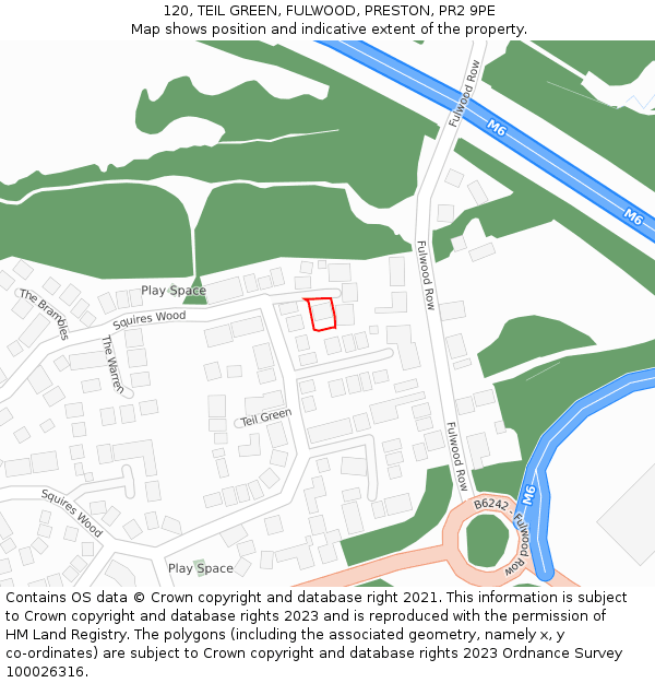 120, TEIL GREEN, FULWOOD, PRESTON, PR2 9PE: Location map and indicative extent of plot