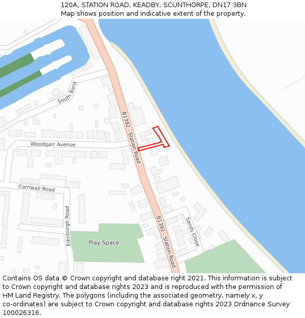 120A, STATION ROAD, KEADBY, SCUNTHORPE, DN17 3BN: Location map and indicative extent of plot
