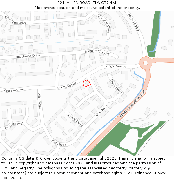 121, ALLEN ROAD, ELY, CB7 4NL: Location map and indicative extent of plot