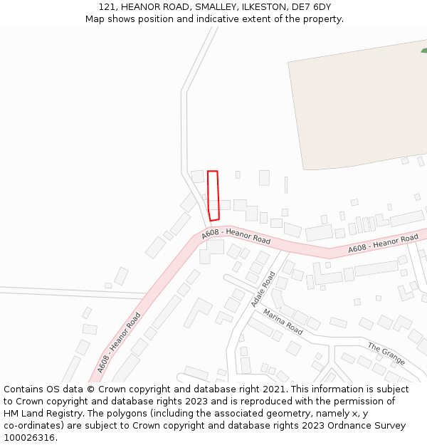 121, HEANOR ROAD, SMALLEY, ILKESTON, DE7 6DY: Location map and indicative extent of plot