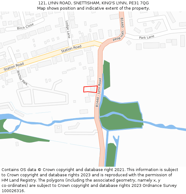 121, LYNN ROAD, SNETTISHAM, KING'S LYNN, PE31 7QG: Location map and indicative extent of plot