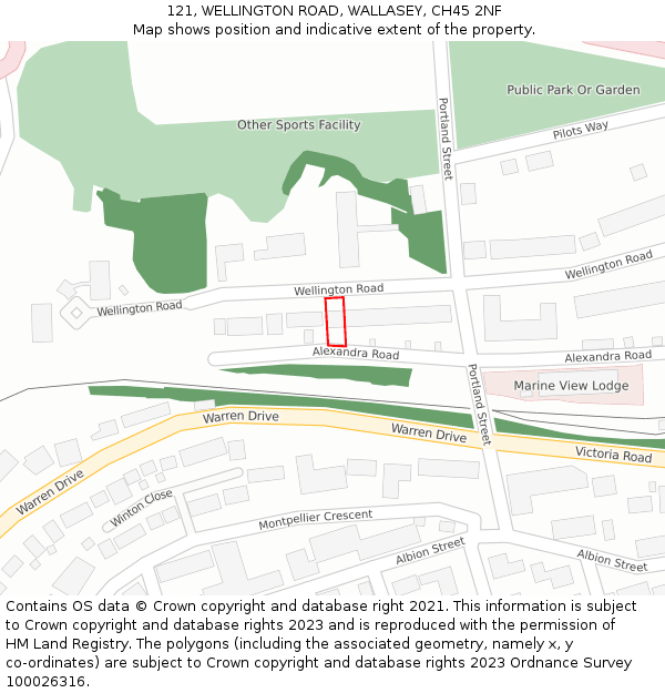 121, WELLINGTON ROAD, WALLASEY, CH45 2NF: Location map and indicative extent of plot