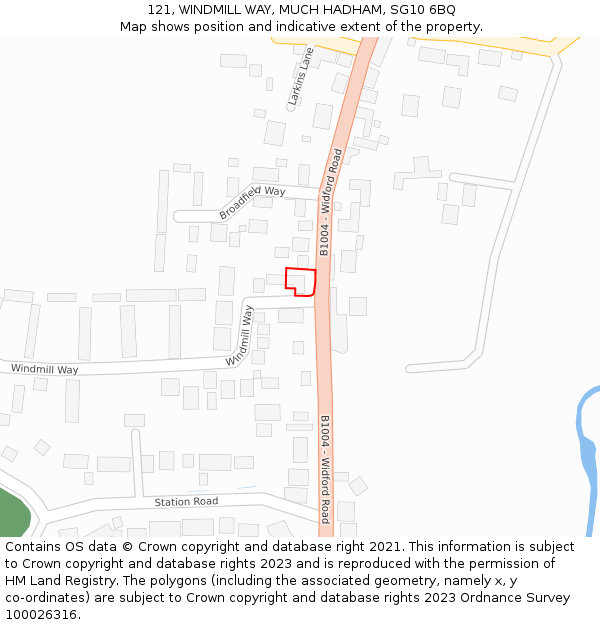 121, WINDMILL WAY, MUCH HADHAM, SG10 6BQ: Location map and indicative extent of plot
