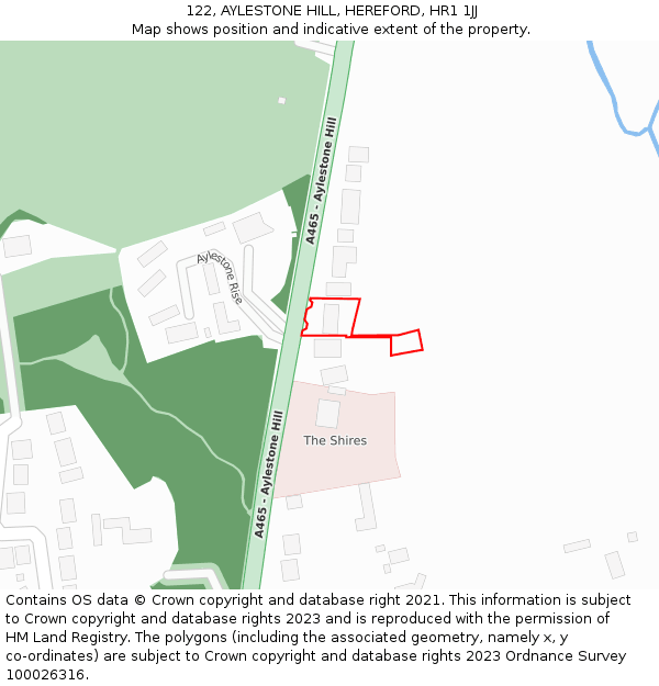 122, AYLESTONE HILL, HEREFORD, HR1 1JJ: Location map and indicative extent of plot