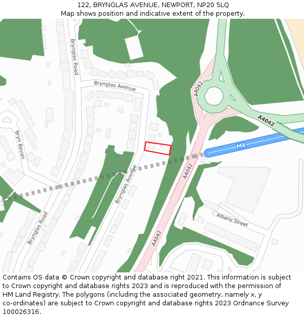 122, BRYNGLAS AVENUE, NEWPORT, NP20 5LQ: Location map and indicative extent of plot