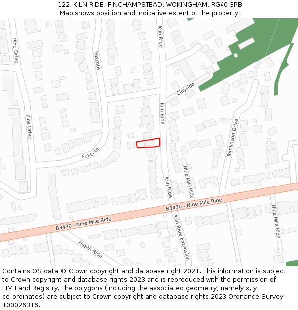 122, KILN RIDE, FINCHAMPSTEAD, WOKINGHAM, RG40 3PB: Location map and indicative extent of plot