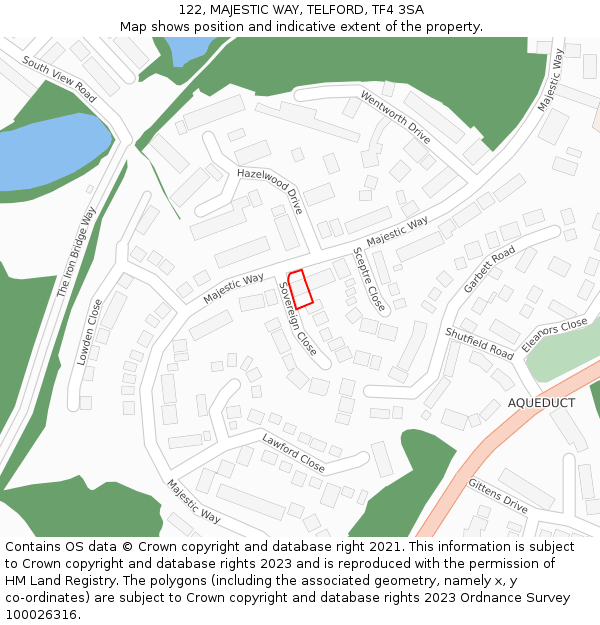 122, MAJESTIC WAY, TELFORD, TF4 3SA: Location map and indicative extent of plot