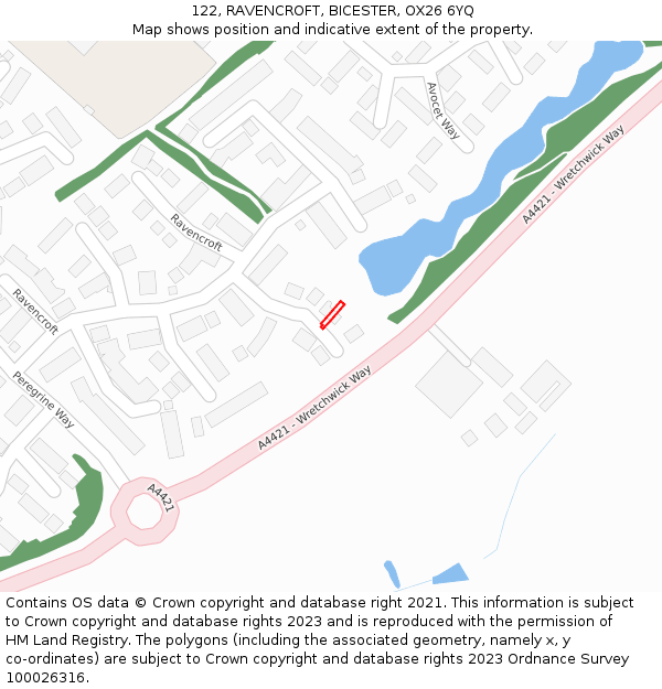 122, RAVENCROFT, BICESTER, OX26 6YQ: Location map and indicative extent of plot