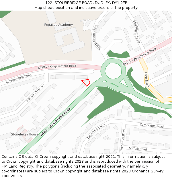 122, STOURBRIDGE ROAD, DUDLEY, DY1 2ER: Location map and indicative extent of plot
