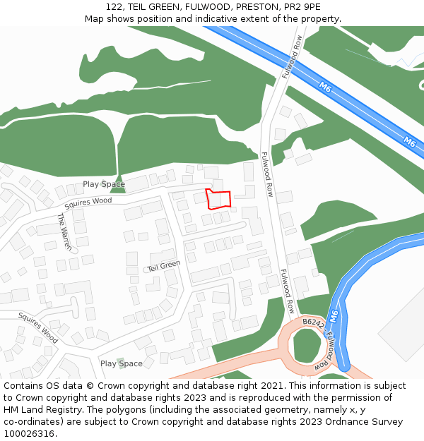 122, TEIL GREEN, FULWOOD, PRESTON, PR2 9PE: Location map and indicative extent of plot
